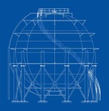 Spherical gas tank outline. Vector