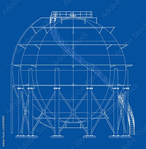 Spherical gas tank outline. Vector