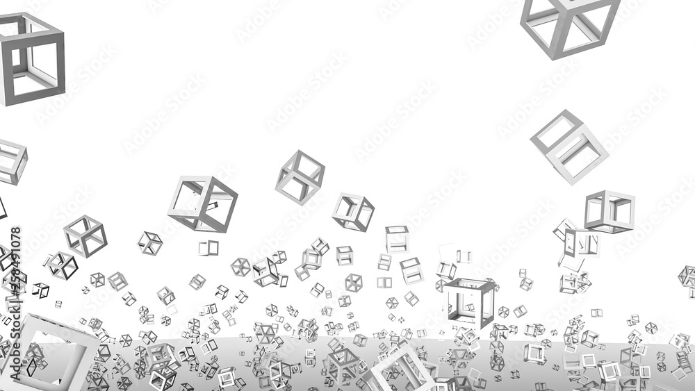 Fototapeta premium gray hollow cubes background. Three-dimensional illustration. 3d render