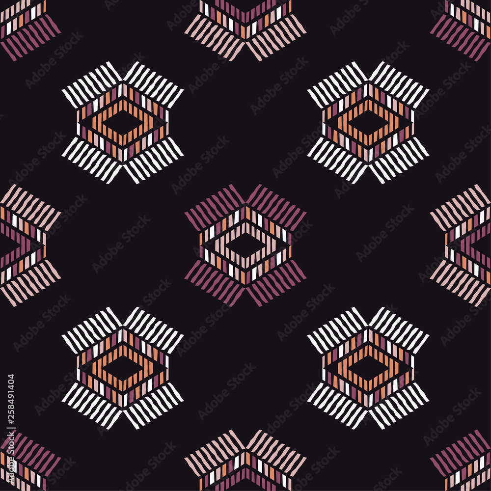 Ethnic boho seamless pattern. Patchwork texture. Weaving. Traditional ornament. Tribal pattern. Folk motif. Can be used for wallpaper, textile, invitation card, wrapping, web page background.