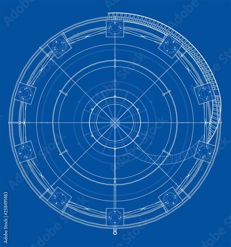 Spherical gas tank outline. Vector