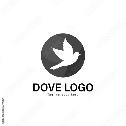 Dove logo template design. Dove logo with modern frame vector design