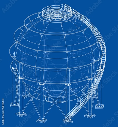 Spherical gas tank outline. Vector