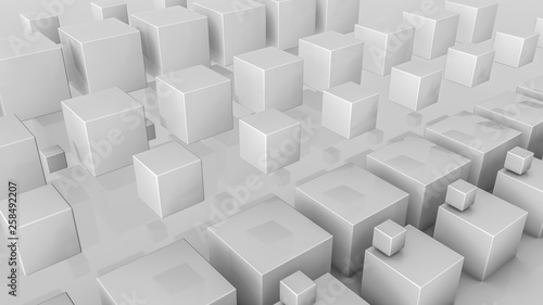 Bright cubes abstract background. Three-dimensional illustration. 3d render