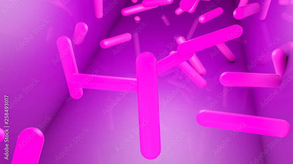 Fototapeta premium abstract neon background. Pink capsules on a purple background. Three-dimensional illustration. 3d render