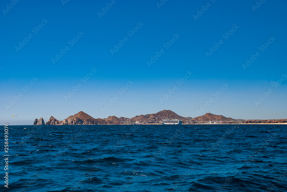 A panoramic view of the resort of Cabo San Lucas in Baja California, Mexico