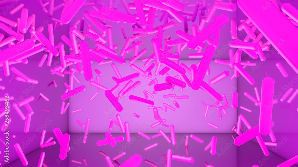 abstract neon background. Pink capsules on a purple background. Three-dimensional illustration. 3d render abstract neon background. Pink capsules on a purple background. Three-dimensional illustration. 3d render