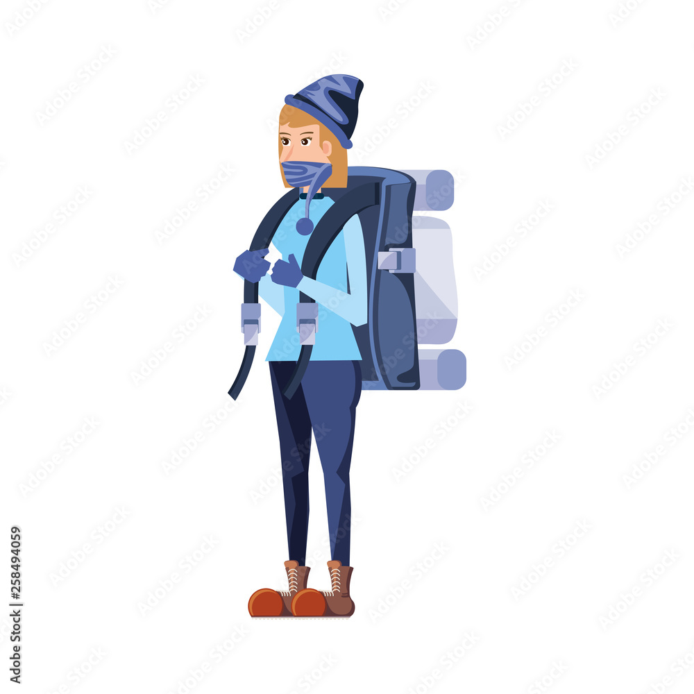 traveler woman with travel bag avatar character
