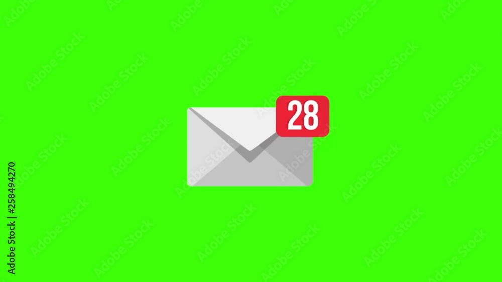 Animation of Email envelope with auto counting number. Green screen, 4K Animation of Email envelope with auto counting number. Green screen, 4K