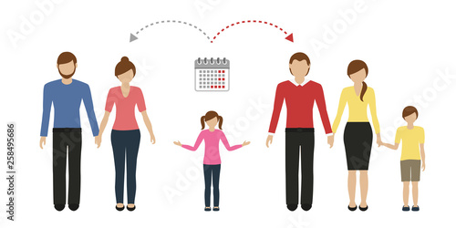patchwork family time management concept vector illustartion EPS10