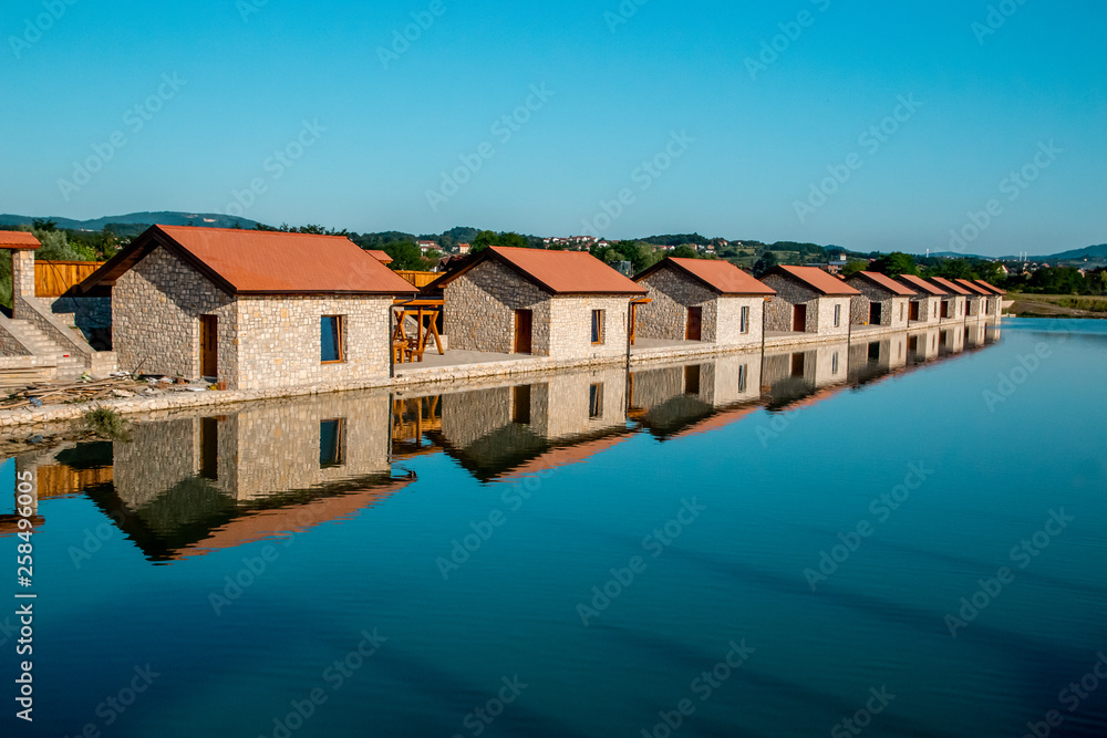 small houses on the lake