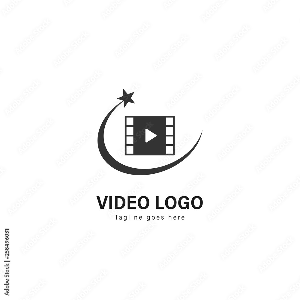 Video logo template design. Video logo with modern frame vector design