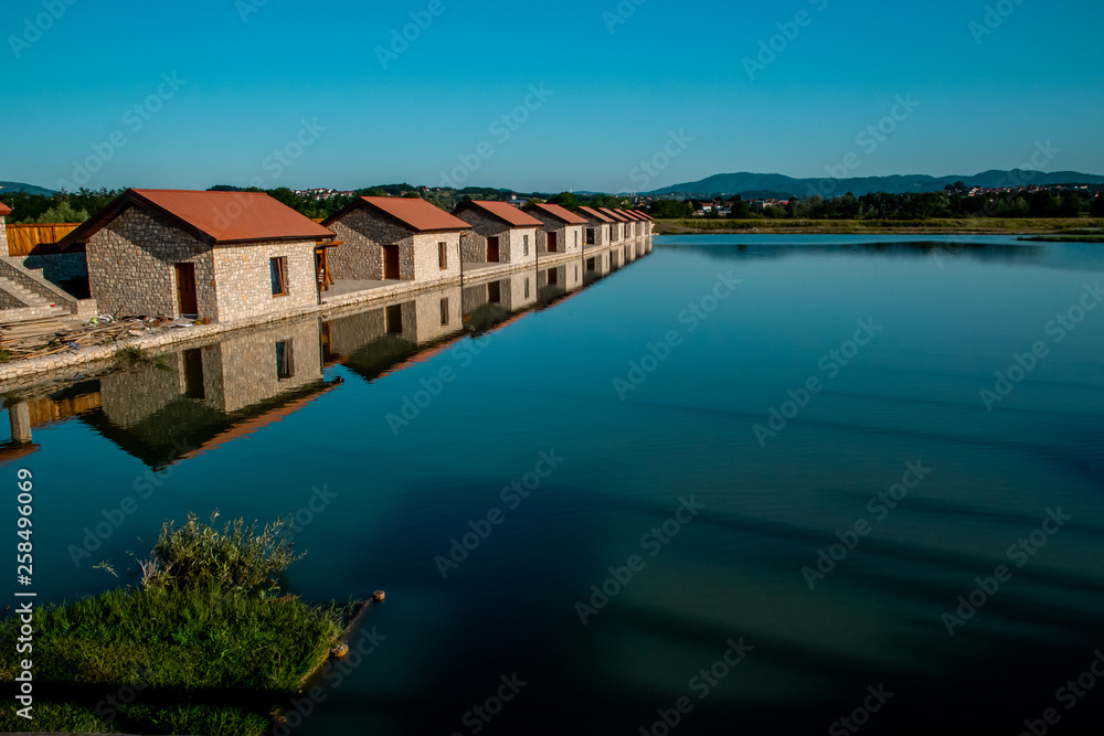 small houses on the lake