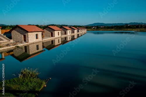 small houses on the lake