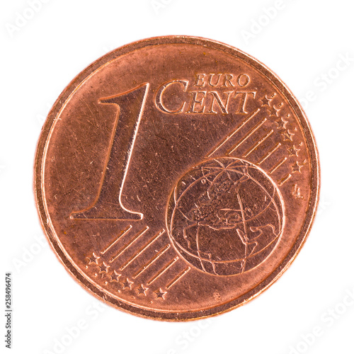 Wallpaper Mural One cent Euro coin isolated on white background Torontodigital.ca