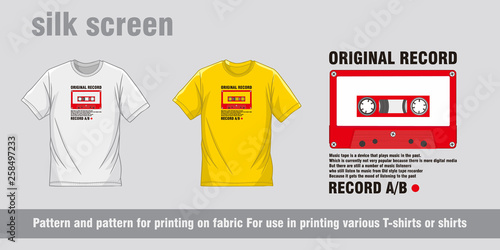 Pattern and pattern for printing on fabric For use in printing various T-shirts or shirts