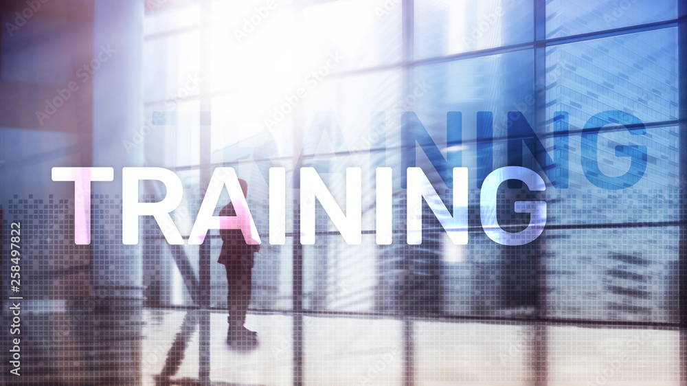 Fototapeta premium Business training concept. Training Webinar E-learning. Financial technology and communication concept.