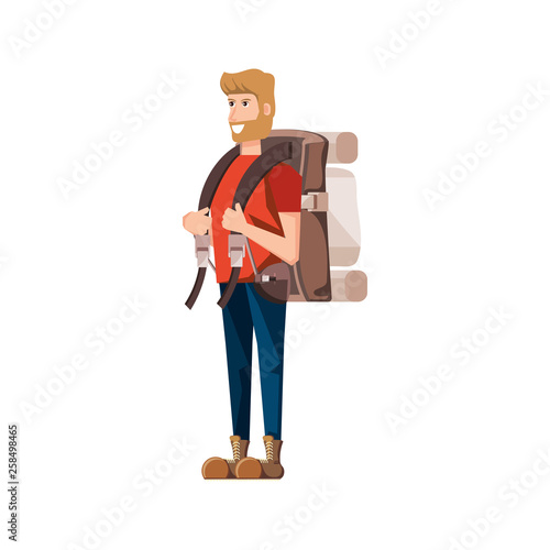 traveler man with travel bag avatar character © djvstock