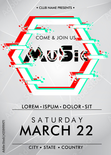 Creative abstract Flyer, Template or Banner design for Music Party celebration. 