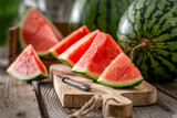Tasty and fresh watermelon in sunny day