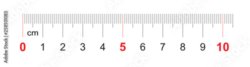 Grid for a ruler of 100 millimeters, 10 centimeters. Calibration grid. Value division 1 mm. Precise length measurement device.