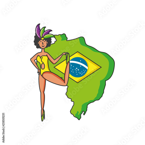 map of brazil with woman brazilian