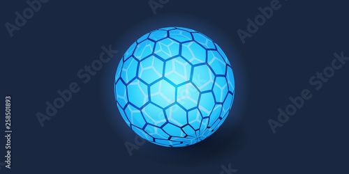 Abstract Globe Design - Wide Layout, Vector Design Template with Copy Space 