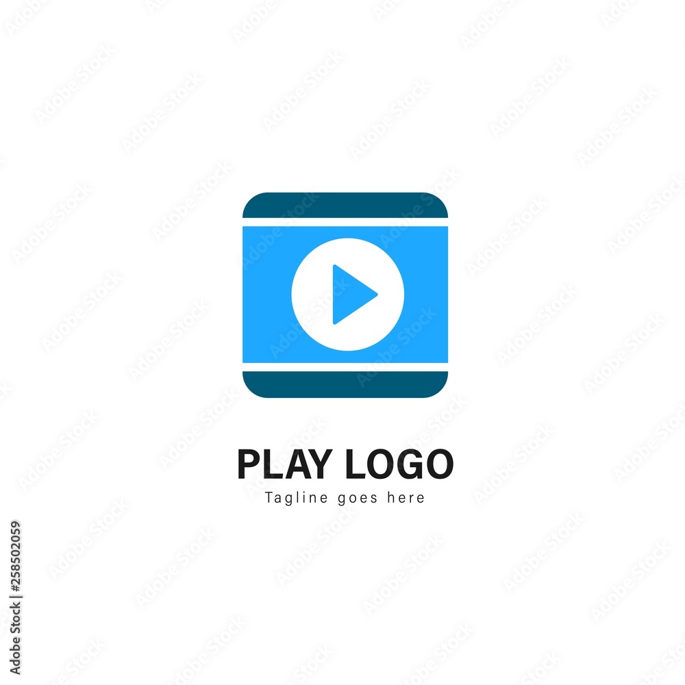 Media play logo template design. Media play logo with modern frame vector design Media play logo template design. Media play logo with modern frame vector design