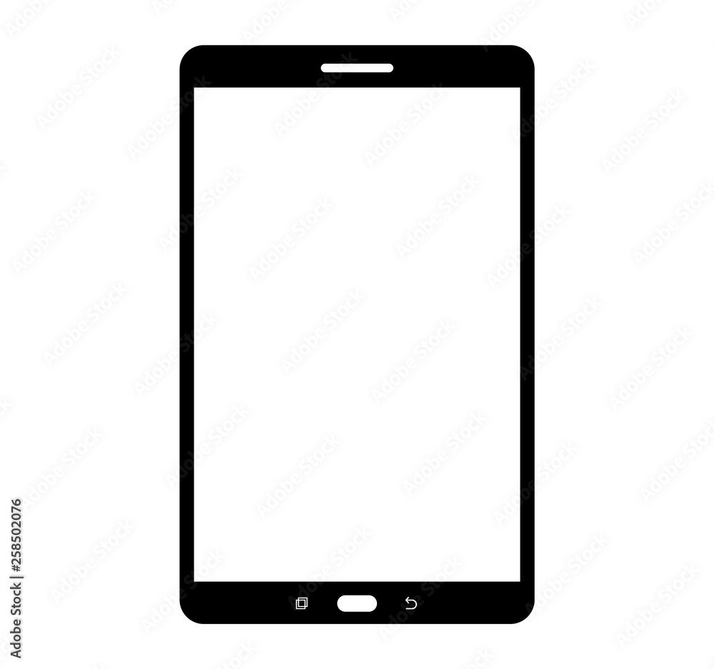 BLack and white tablet icon with vector and illustration BLack and white tablet icon with vector and illustration
