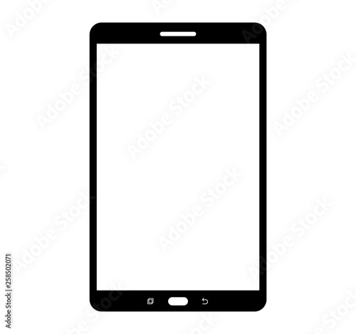 BLack and white tablet icon with vector and illustration photo