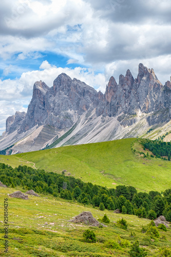 Scenic view at Odle mountains in the dolomites