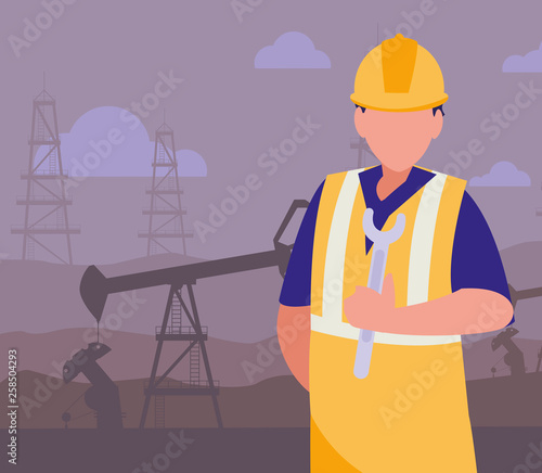 oil industry worker with tools avatar character