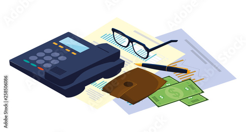 digital telephone with office icons