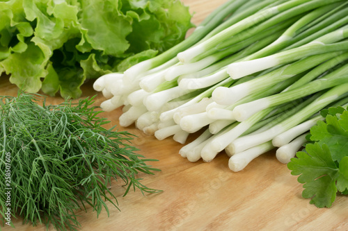 Green onions with herbs