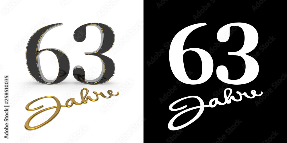 German golden number sixty-three years. 3D render German golden number sixty-three years. 3D render