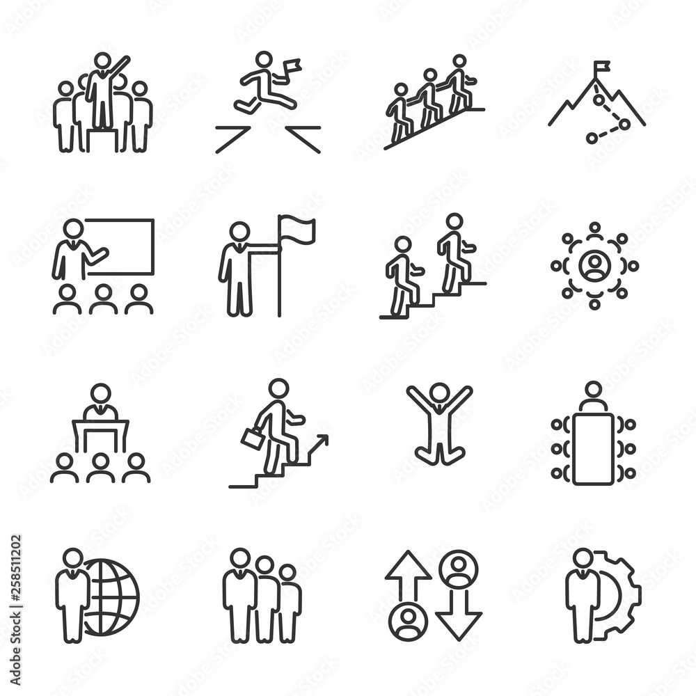 Vector set of leadership line icons. Vector set of leadership line icons.