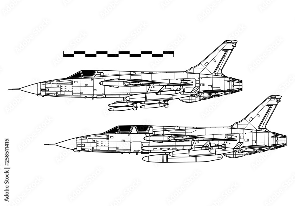 Republic F-105 THUNDERCHIEF. Outline drawing