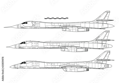 Obraz na płótnie Rockwell В-1 LANCER. Outline drawing