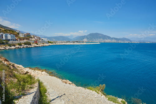 Fototapeta Naklejka Na Ścianę i Meble -  Quay along the pier in Finike, Antalya province.