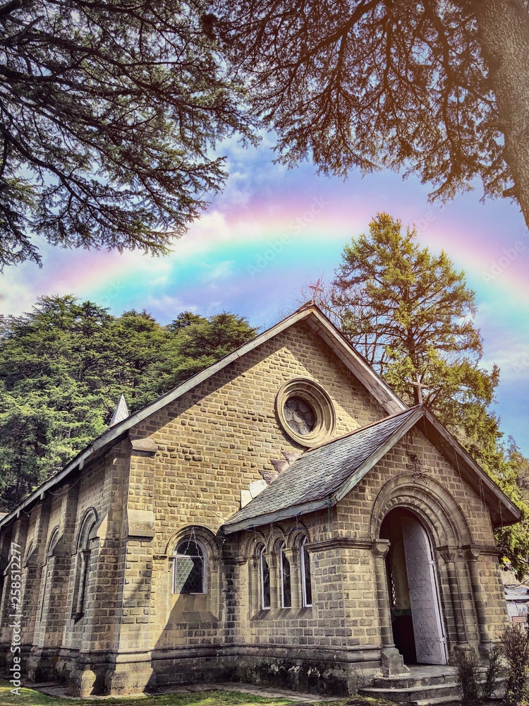 This is the picture of a church situated at Gandhi Chownk, Dalhousie, India. I clicked it recently on a very fine day after some rain.