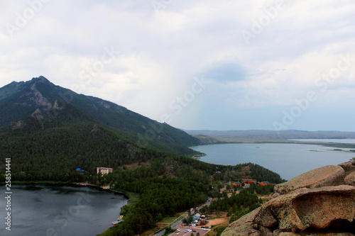 view of lake and mountains