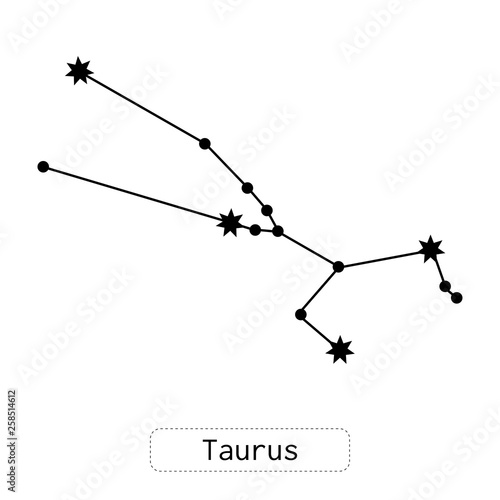 Taurus constellation. Horoscope, zodiac sign. Predictions and divination. Flat illustration or object. Vector