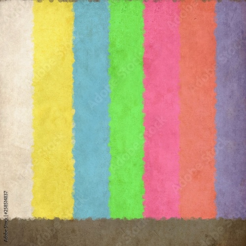 Broken color TV screen, colorful strip background, vintage color
