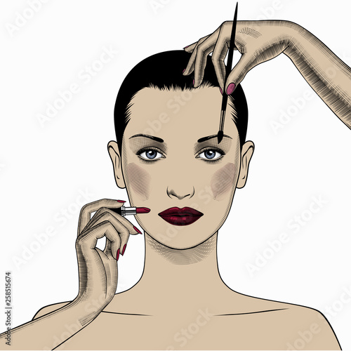 American pretty girls. Beauty concept. Female portrait. Vector Illustration of Black Woman. Great for avatars. Fashion, beauty.