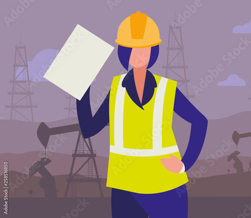 oil industry female worker character