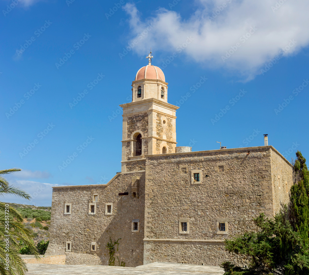Christian, Orthodox monastery close-up (Lassithi area, island Crete, Greece)
