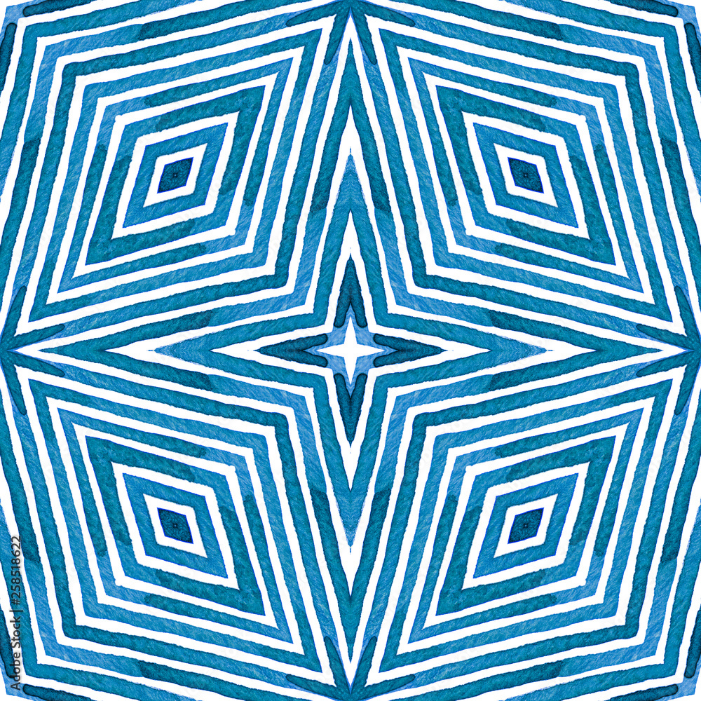 Blue Geometric Watercolor. Cute Seamless Pattern. Blue Geometric Watercolor. Cute Seamless Pattern.