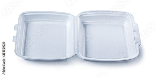 Wide Opened Polystyrene Takeaway Food Box Isolated On White