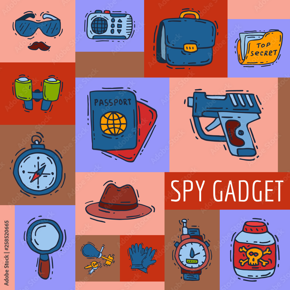 Private detective spy work gadgets magnifier forensic evidence secret