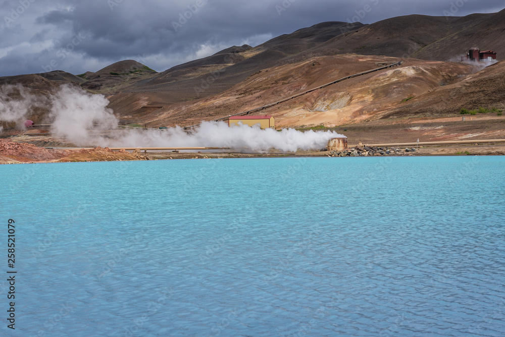 So called blue lake in Myvatn Geothermal Area in Reykjahlid town, Iceland